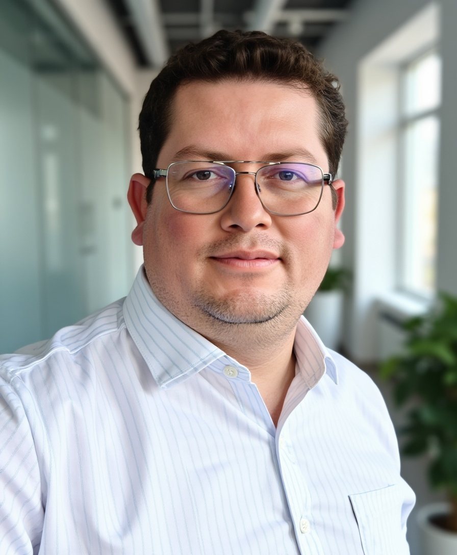 Retrato de Leonel Guillén Hernández, IT Manager, en una oficina luminosa
